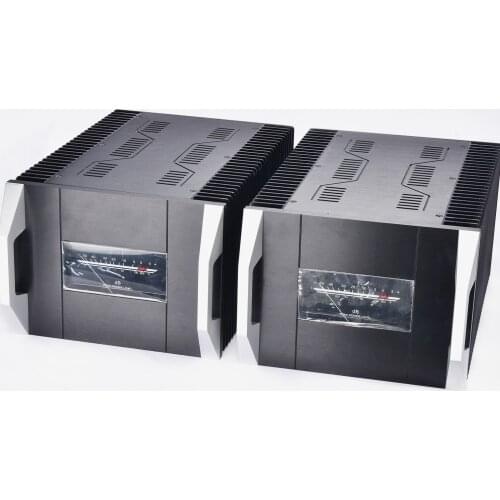 WEILIANG 1pair Balck Full Aluminum Class A Amplifier Chassis VU Meter Amp Case Heatsink 348*200*50 MM