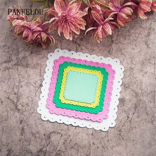 PANFELOU 1lot=5pcs sawtooth grid metal craft Carbon Steel Cutter paper die cutting dies Scrapbooking/DIY Embossing cards