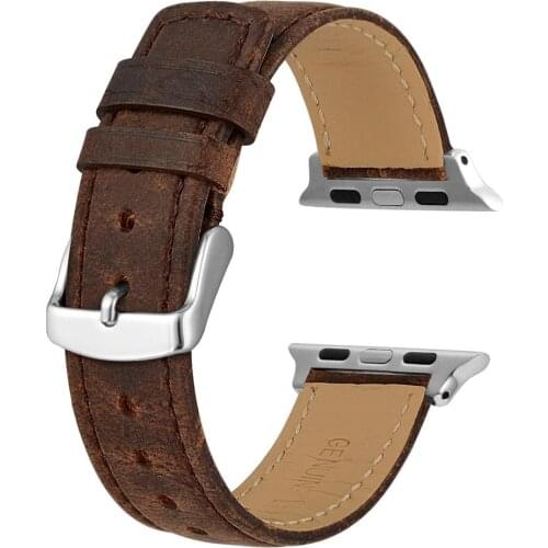 Anbeer Apple Watch Strap for 38mm 40mm 42mm 44mm,Vintage Leather Band for Iwatch 5 4 3 2 1,Men Bracelet