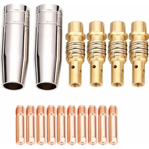 SHGO HOT-11Pcs/Set Mig Welding Nozzle Welder Torch Nozzles Gold Tip Holder Contact Tips 0.040 Inch Gas Diffuser Set For Torche