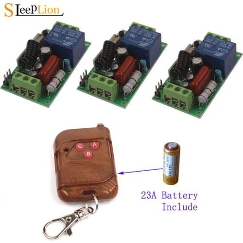 Sleeplion 220V Remote Control Light Switch 433MHz Remote Control Electric Switch 220V 1/2/3 Transmitter 3 Receiver Modules