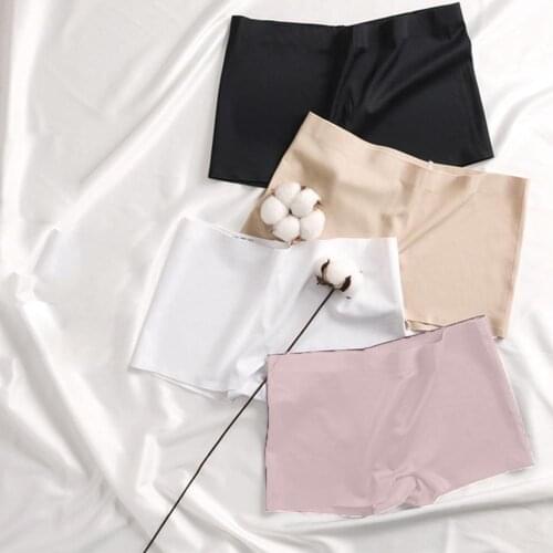 Safety Short Pants Women Nylon Ice Silk Skin Comfortable Underwear Summer Ladies Panties Boyshorts Girls Seamless Boxer K2H4