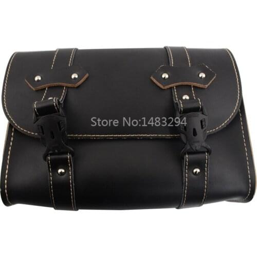 Universal Motorcycle Genuine Leather Saddle Bags Panniers Luggage Tool Bag Fits For Harley Etc