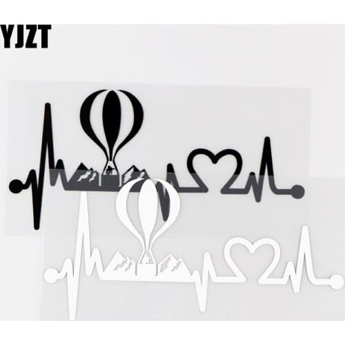 YJZT 17X8CM Creative Vinyl Decals Heartbeat Hot Air Balloon Funny Decor Car Stickers Black / Silver 10A-0101