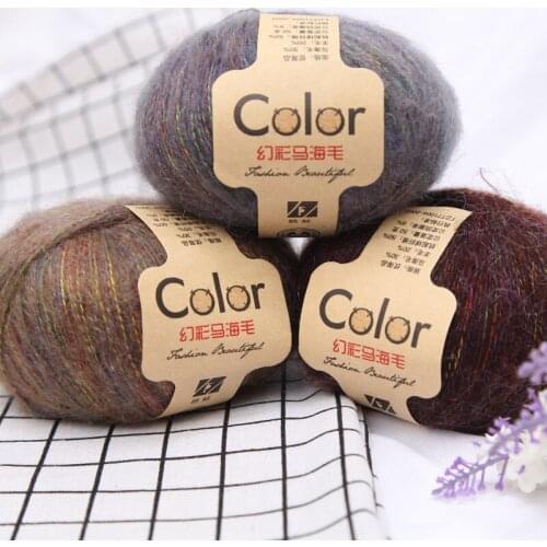 YOMDID Colourful Mohair Line Angora Wool Crochet Thread pelote de laine tricoter DIY Knitting Yarn For Sweaters Scarves Hats