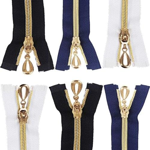 Close-End 25/30/35/40/50/60 cm white&black&blue Gold Metal Zipper for Sewing zip Garment Accessory Jeans Zipper DIY Tools Zipper