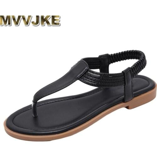 MVVJKEWomen Comfortable Flip Flop Roman Sandals Casual Zippers Shoes Beach Sandal High Quality Leather Solid Sandals