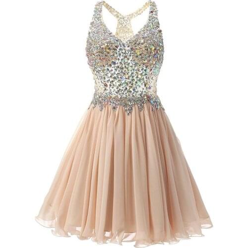 Bealegantom 2019 Short Chiffon Prom Dresses Bead Formal Evening Party Gown Homecoming Graduation Dress Vestido De Gala QA1571