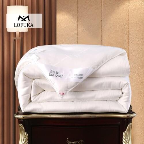Lofuka Women 100% Mulberry Silk Quilt Healthy Beauty Handwork Silk Comforters Duvet Silk Filled Double Queen King Quilt 1PCS