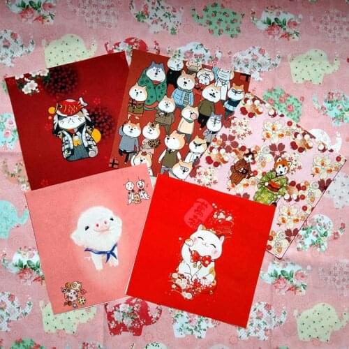 Patch Cloth Piece Cotton Canvas Hand Dyed Cloth Piece Decorative Painting D20 Cat New 15*15cm 5pcs Years Festival Red Plain