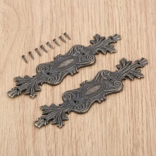 2Pcs Antique Jewelry Box Book Album Corner Protector Metal Embellishments Scrapbooking Furniture Corner Brackets 100*20mm w/Nail