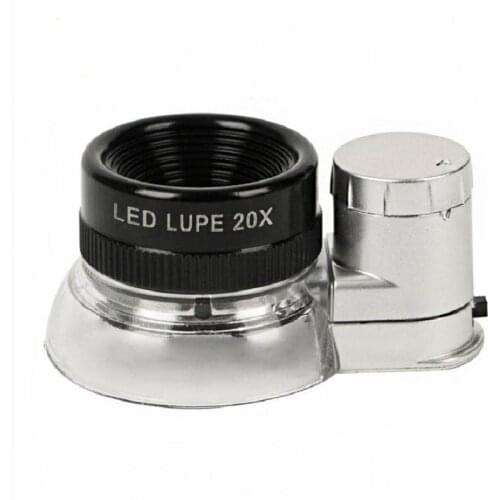 20X Optical Blue Film Lens 6LED Light Magnifying Glass print identification Loupe Jewelry Appraisal Optical Glass Lens Magnifier
