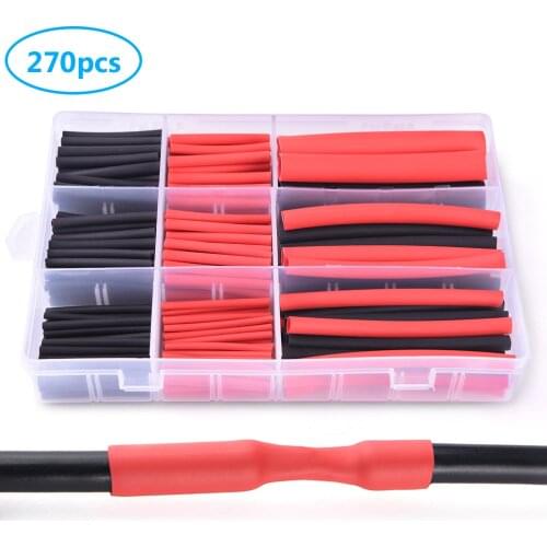 MICTUNING 270pcs 3:1 Heat Shrink Tubing kit 6 Sizes 2 Colors Multi Purpose for DIY Dual Wall Adhesive Tube Kit with Storage Box