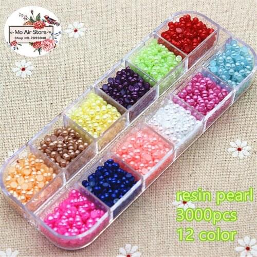 3000pcs/lot 3mm round mix color pearl Flatback half round Beads Jewelry Crafts Decoration ScrapBooking