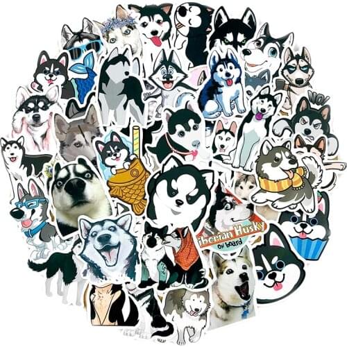 50Pcs Cute Funny Husky Dog Sticker For Car Decoration Traveling Box Scooter Computer Guitar Refrigerator Childrens Toy Sticker