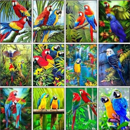 5D Diamond Painting Kits Bird Full Round With AB Drill Cross Stitch Animals Embroidery Parrot Rhinestone Mosaic Home Decoration
