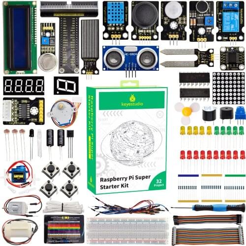 New Keyestudio Raspberry Pi 4B Basic/Super Starter Kit for Raspberry Pi 4 DIY Complete Kit Python Programming Kit(NO RPI Board )