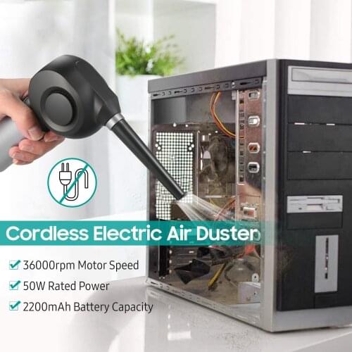 Cordless Electric Air Duster Power 36000RPM 50W Rechargeable Dust Blower Dust Remover Dust Cleaner for Cleaning Computer Host