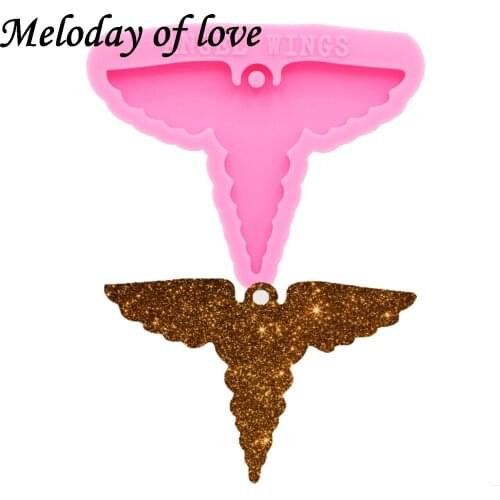 Shiny Angel wings First aid life star shape molds for keychains DIY epoxy resin keychain molds silicone rubber DY0115