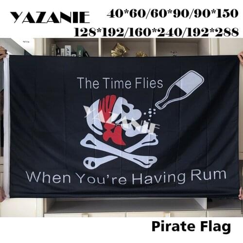 YAZANIE Large Jolly Roger Skull Bone Red Scarf Pirate Flags and Banners The Time Flies When You Are Having Rum
