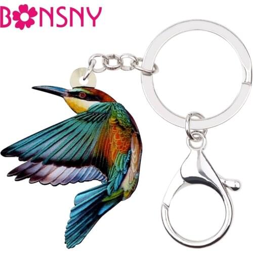 Bonsny Statement Acrylic Kingfisher Bird Key Chain Keychain Ring Unique Animal Gift Jewelry For Women Girls Bag Car Purse Charms