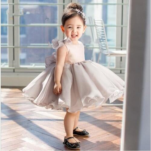 2017 New Baby Girl Dress Sleeveless 1 Years Baby Girls Birthday Dresses Big Bow Vestido Infant baptism Christening dresses