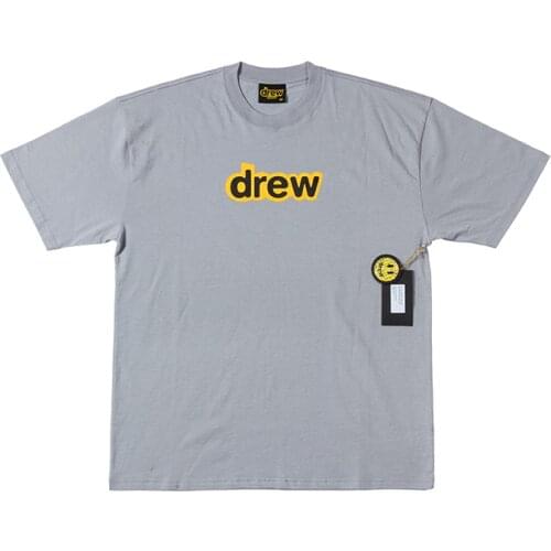 DREW T Shirt Summer 100% Cotton Men O-neck T-shirt Male Womens tshirt Short Sleeve High Quality Tops HOUSE JUSTIN Brand Smiley