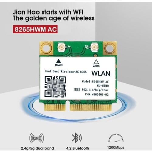 Intel 9260 Intel Dual Band Card Desktop Kit Bluetooth 5.0 802.11ac M.2 9260NGW Card With 2x 6 DBI Antenna For Win10 Laptop