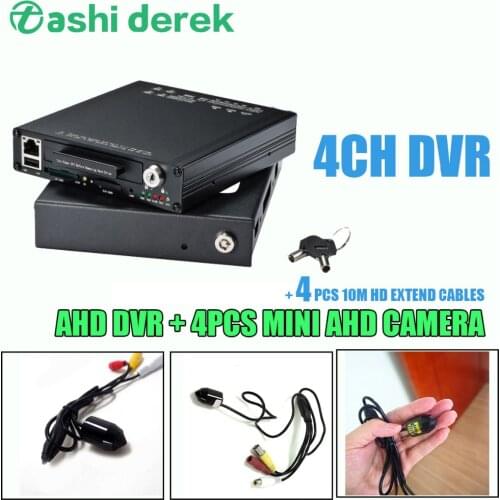 Surveillance AHD DVR+4pcs Mini AHD Cameras Support GPS Wifi 4G Mobile HDD Video Record Monitoring System 4channel HDVR9804