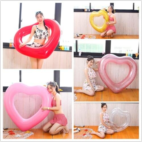 Heart Shape Swimming Ring Kids Adult Pool Float Inflatable Circle Rubber Ring Swimming Pool Summer Beach Party Toys