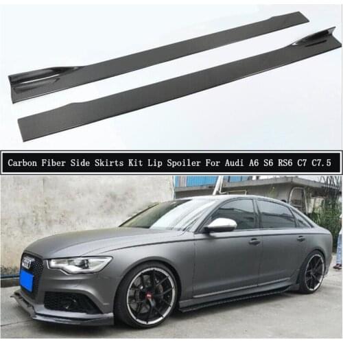 Carbon Fiber Side Body Skirts Kit Lip Splitters Trim Cover Spoiler For Audi A6 S6 RS6 C7 C7.5 2012-2018 Car Accessories