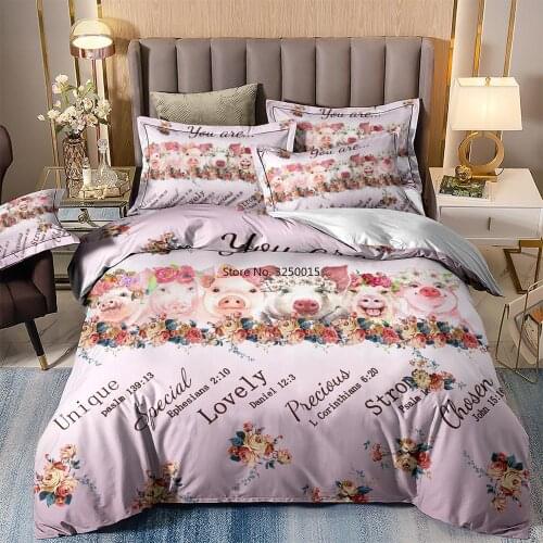 Home Decoration Bedding Love Pigs Bedding Set Duvet Quilt Cover Single Double Twin Queen King 3pcs