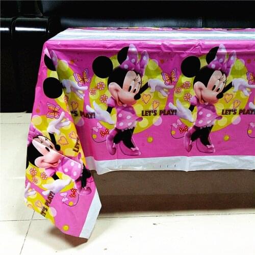 Red Pink 108*180cm Minnie Mouse Tablecloth kids girls birthday disposable decoration table cloth cover Baby Showe party supplies