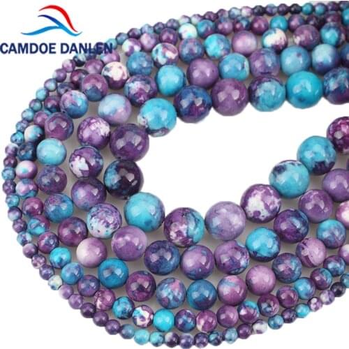 Natural Clay Purple Blue Mix Color Ceramic Stone Round Beads 4 6 8 10 12mm Diy Handmade Beads Jewelry Bracelet Making Wholesale