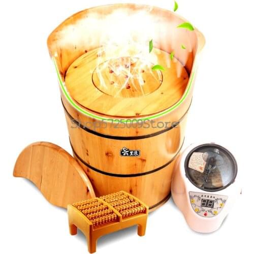 Foot Soaking Bucket Foot Soaking Bucket Cypress Constant Temperature Sitting Steaming Waist Gynecology Private Fumigation Foot W