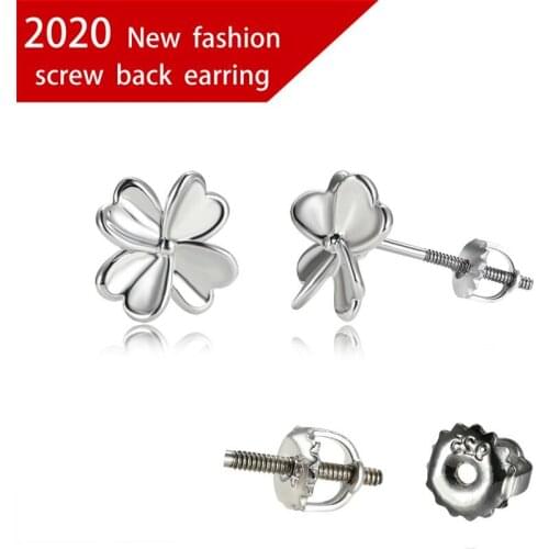 Trendy Female White Flower Small Earrings Charm Silver Color Wedding Earrings Cute Bridal Leaf Spiral Stud Earrings For Women