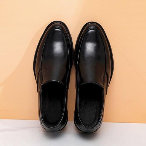2021Men Casual Business Shoes Style Solid Color Genuine Leather Low Heel Rubber Spring Fall Gentry Classic Fashion