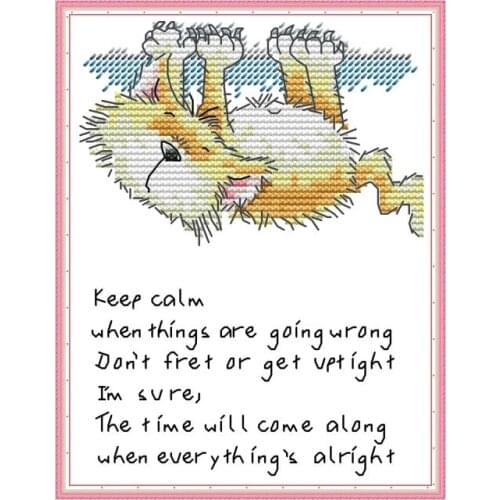 DA529 Cute cat 3 cross stitch kit aida 14ct 11ct count print canvas cross stitches needlework embroidery DIY handmade