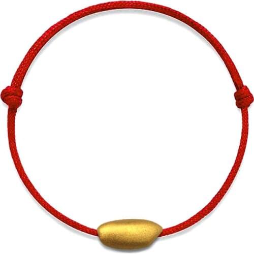 New Pure 24K Yellow Gold Bracelet 3D 999 Gold Rice Bracelet Bring lucky
