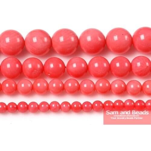 Wholesale 4 6 8 10 12 14mm Natural stone Pink Coral Round loose Beads 16" Pick Size Free Shipping PCB01