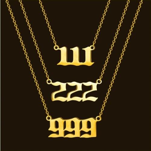 Number Pendant Necklaces For Women Men Stainless Steel 111 222 333 Angel Devil Pendant Couple Necklace BFF Fashion Jewelry Gifts