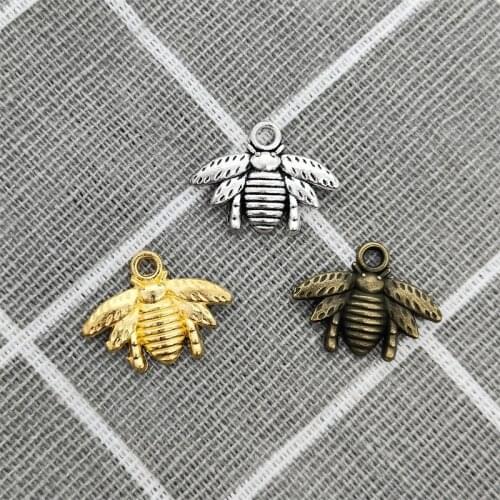 24Pcs 16x21mm Metal Vintage Bee Charms Cute Insect Animal Pendants Accessories For Making Earrings Necklace Bracelet DIY Jewelry