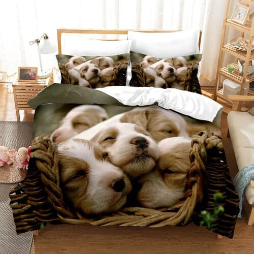 Dropshipping SINGLE only 1 Pillowcase Bedding For Boys Duvet Cover Set Bedding Dog N48 Animal Cartoon Christmas Single size