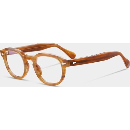 Qoolsun Brand Lemtosh High Quality Johnny Depp Frame Men Retro Imported Acetate Clear Lens Eyeglasses Prescription Eyewear