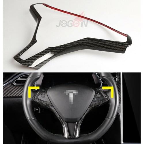 Matte & Glossy Real Carbon Fiber Steering Wheel Button Frame Cover Trim Molding For Tesla Model X Model S 2016+ Car Accessories