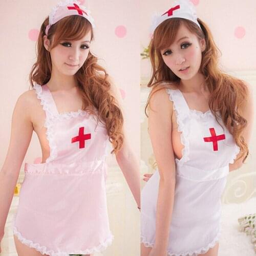 Sexy cosplay women costumes temptation to nurse Sexy lingerie Sexy underwear Role play Sex costumes toy Pink White