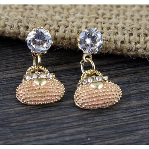 New Fashion Cute Bags Stud Earrings For Women Gold wholesale High Quality boucle