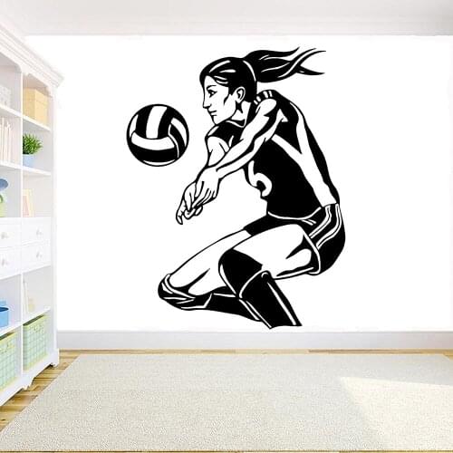 Volleyball Girls Player Wall Sticker Sport Volleyball Player Beach Woman Girl Room Decor Vinyl Decal Home Wall Decor Poster Z428