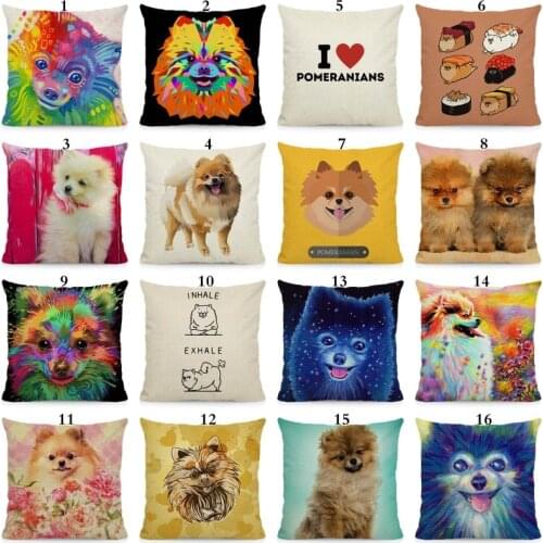 XUNYU Cute pomeranian print pillow case home sofa chair car decorative cushion cover 45x45cm DWG010