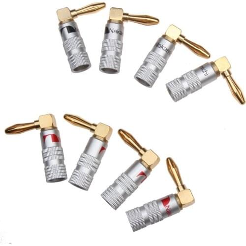 YT 8PCS Nakamichi Banana Plugs 4mm Brass 90 Degree Right Angle For Video 24K Gold Plated Musical Speaker Adapter Audio Connector
